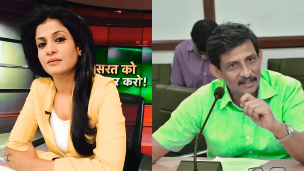 अंजना ओम कश्यप: जीवनी, करियर, परिवार और हालिया विवाद | Anjana Om Kashyap Biography and Controversy in Hindi 2 Anjana Om Kashyap with Husband Mangesh